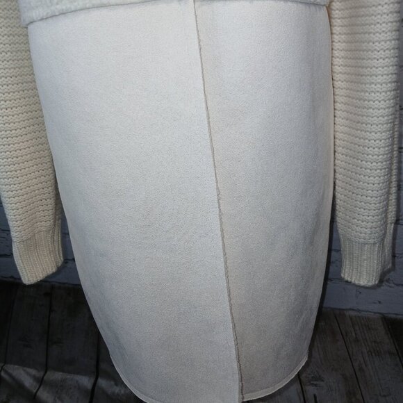 WOMENS DOR DOR COUTURE SHERPA WINTER WHITE SUEDE SWEATER COAT CREAM SIZE M - Picture 13 of 16